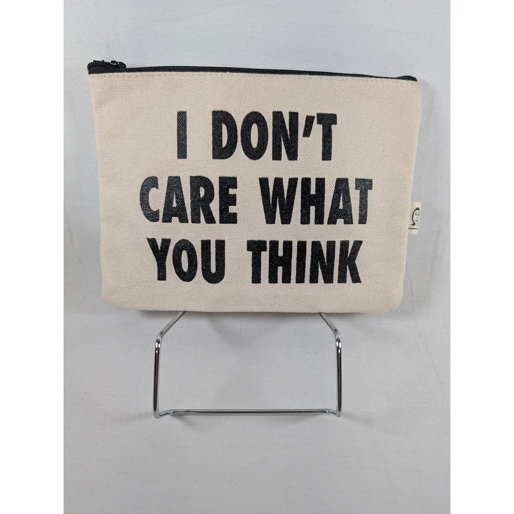 Pamela Barsky Beige Black Canvas Pouch Zipper